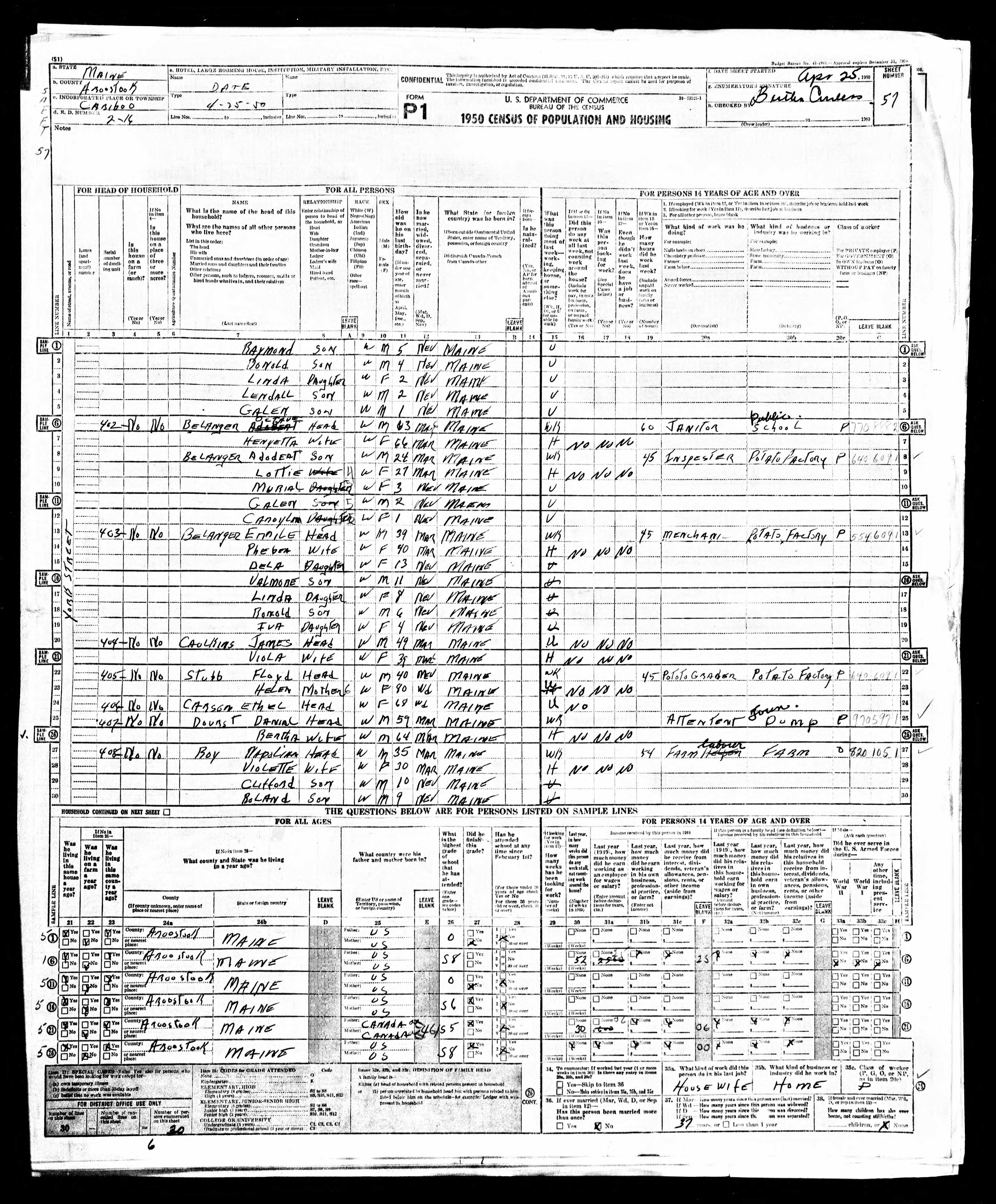 1950 US Census — Caribou, Maine 1950 US Census — Caribou, Maine