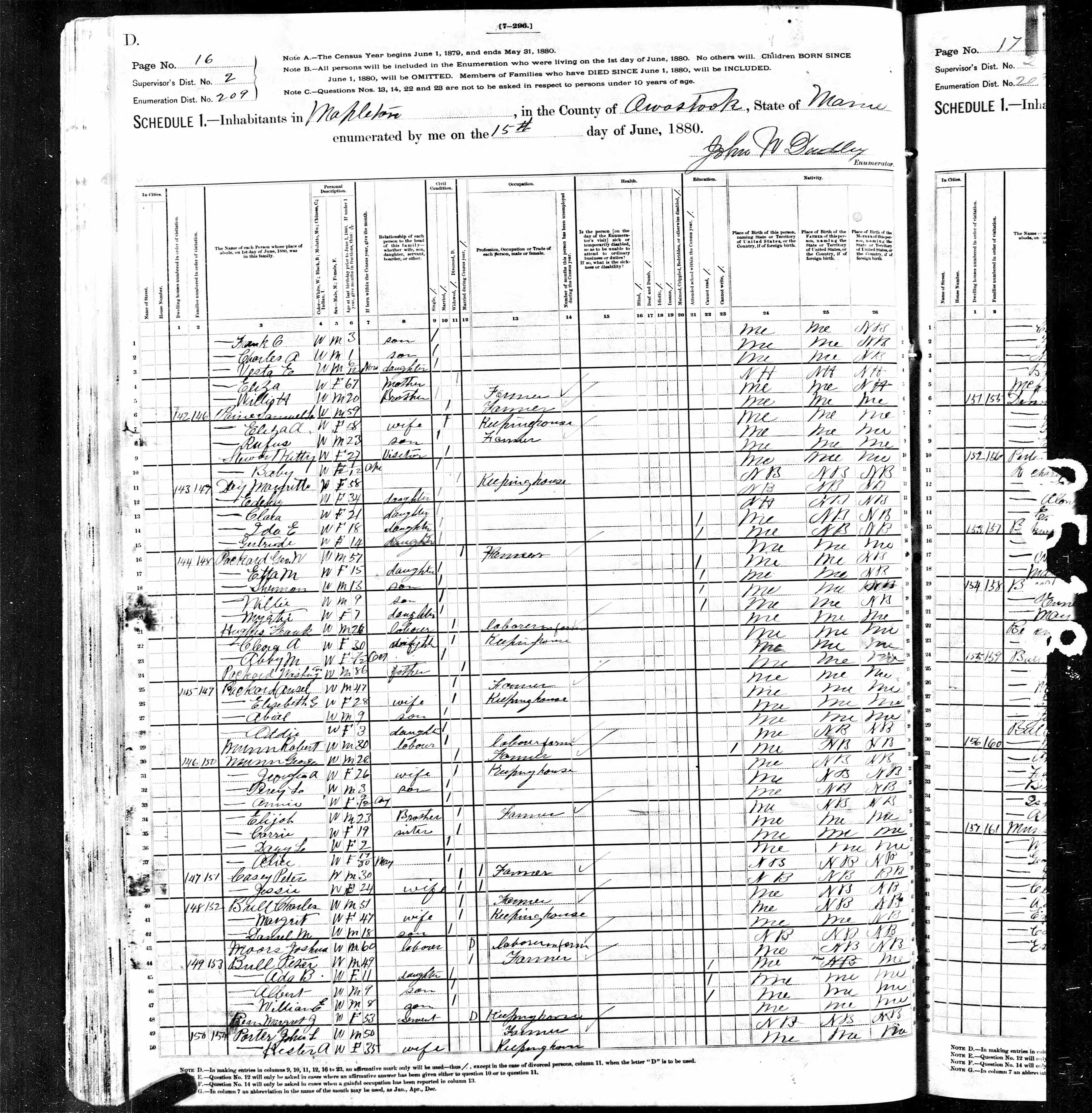 1880 US Census — Mapleton, Maine (part 2) 1880 US Census — Mapleton, Maine (part 2)