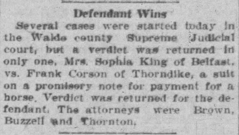 Notice in the Waterville Morning Sentinel, 8 January 1926 Notice in the Waterville Morning Sentinel, 8 January 1926