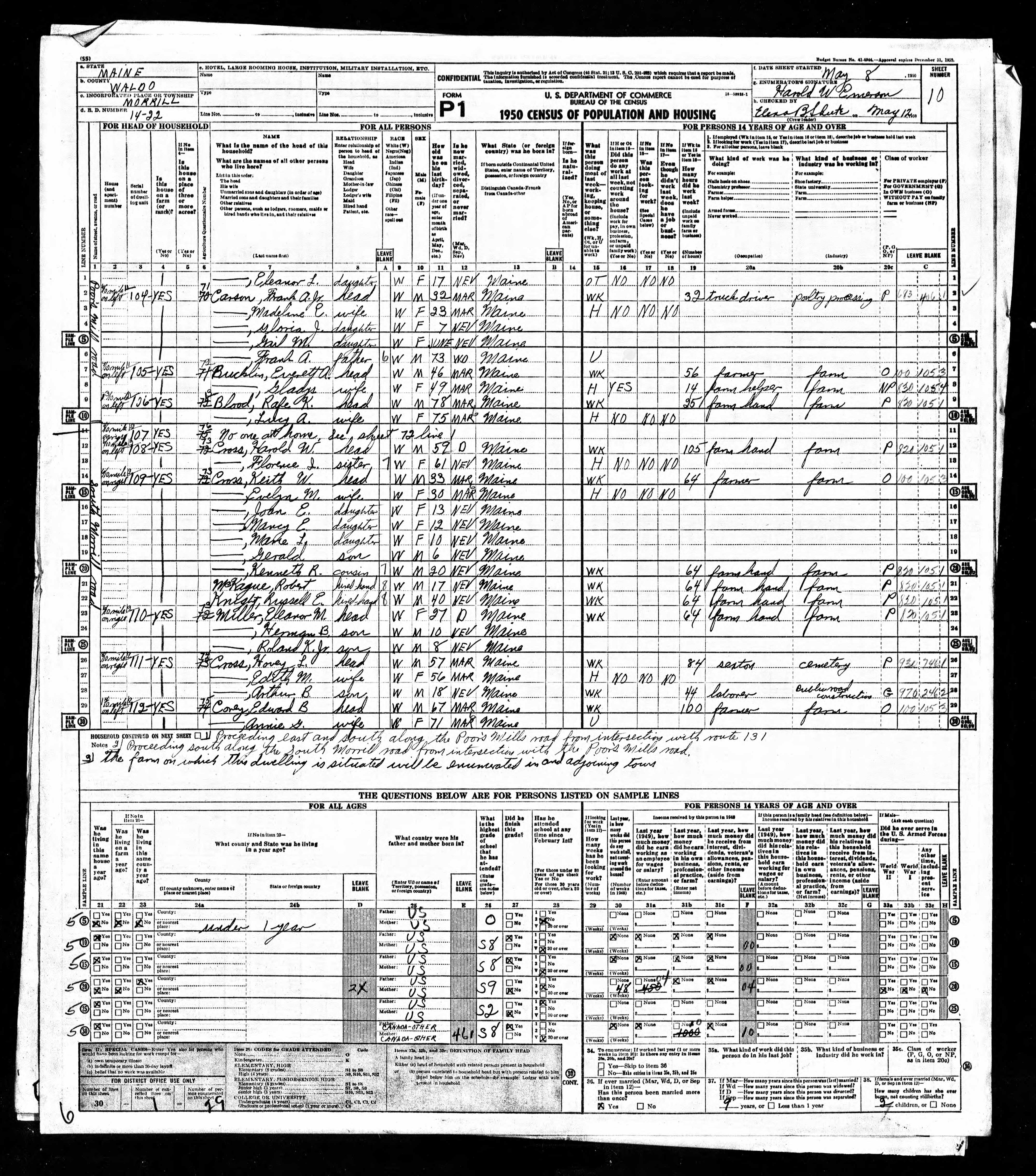 1950 US Census — Morrill, Maine 1950 US Census — Morrill, Maine
