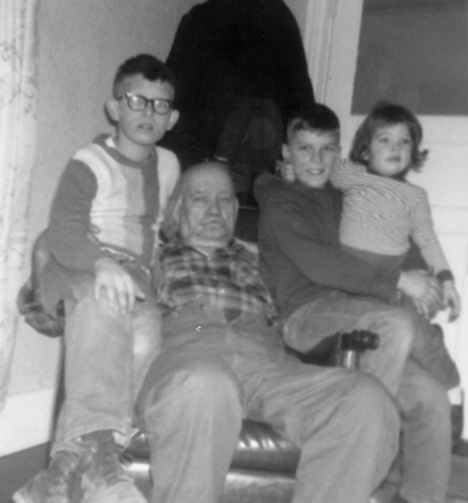 Frank with three of his great grandchildren: Mitchell Littlefield, Eugene Littlefield, and Elizabeth Scott Littlefield. Courtesy of Debbie (Littlefield) Bird Frank with three of his great grandchildren: Mitchell Littlefield, Eugene Littlefield, and Elizabeth Scott Littlefield. Courtesy of Debbie (Littlefield) Bird