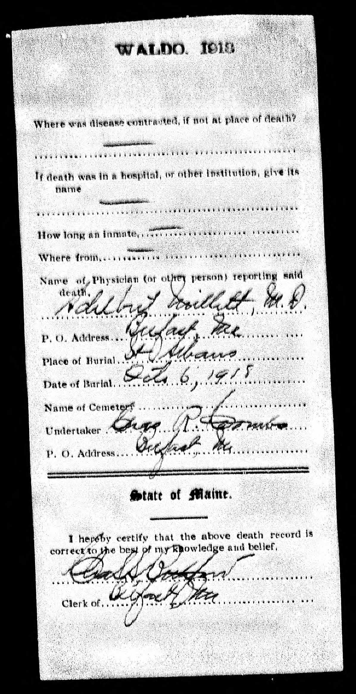 George Albert Carson - 1918 Death Record