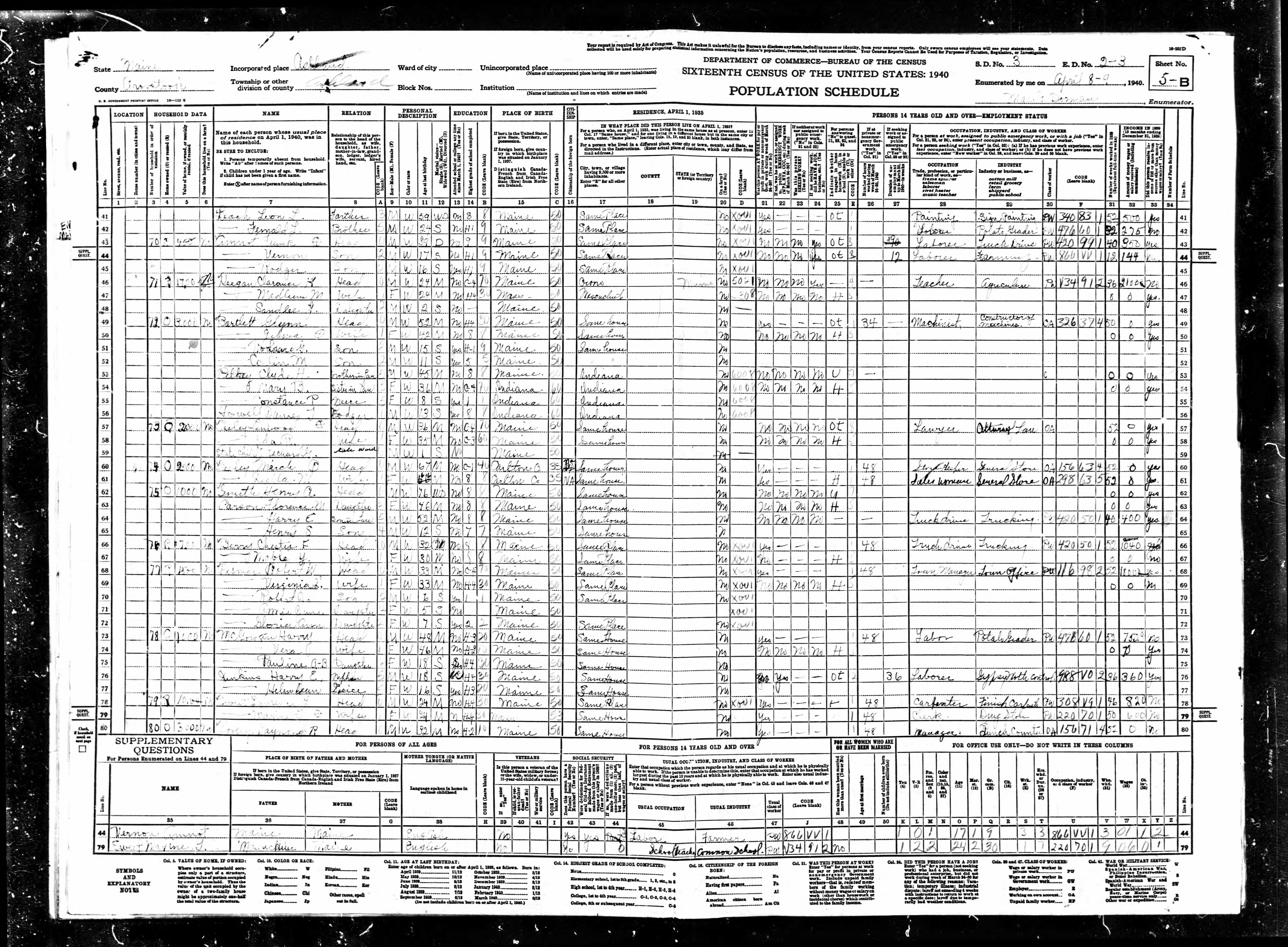 1940 US Census — Ashland, Maine 1940 US Census — Ashland, Maine