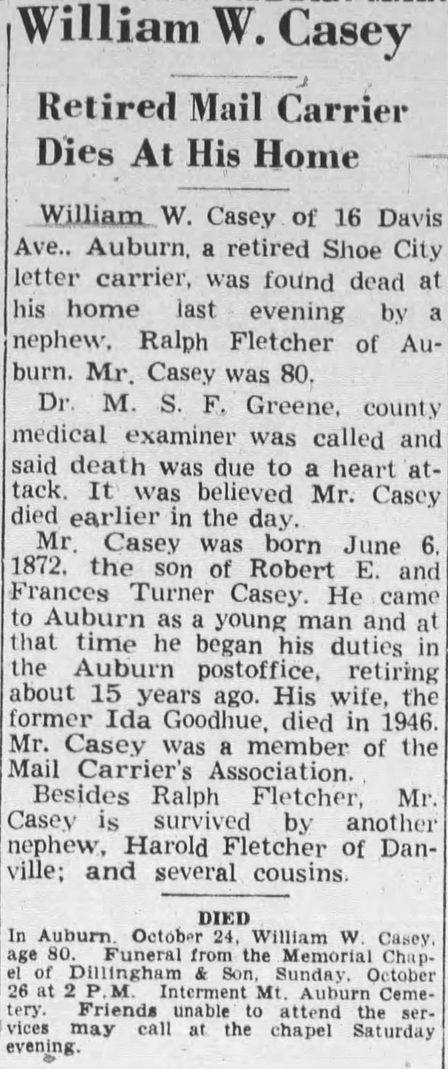 Article from Lewiston Evening Journal, 25 October 1952
