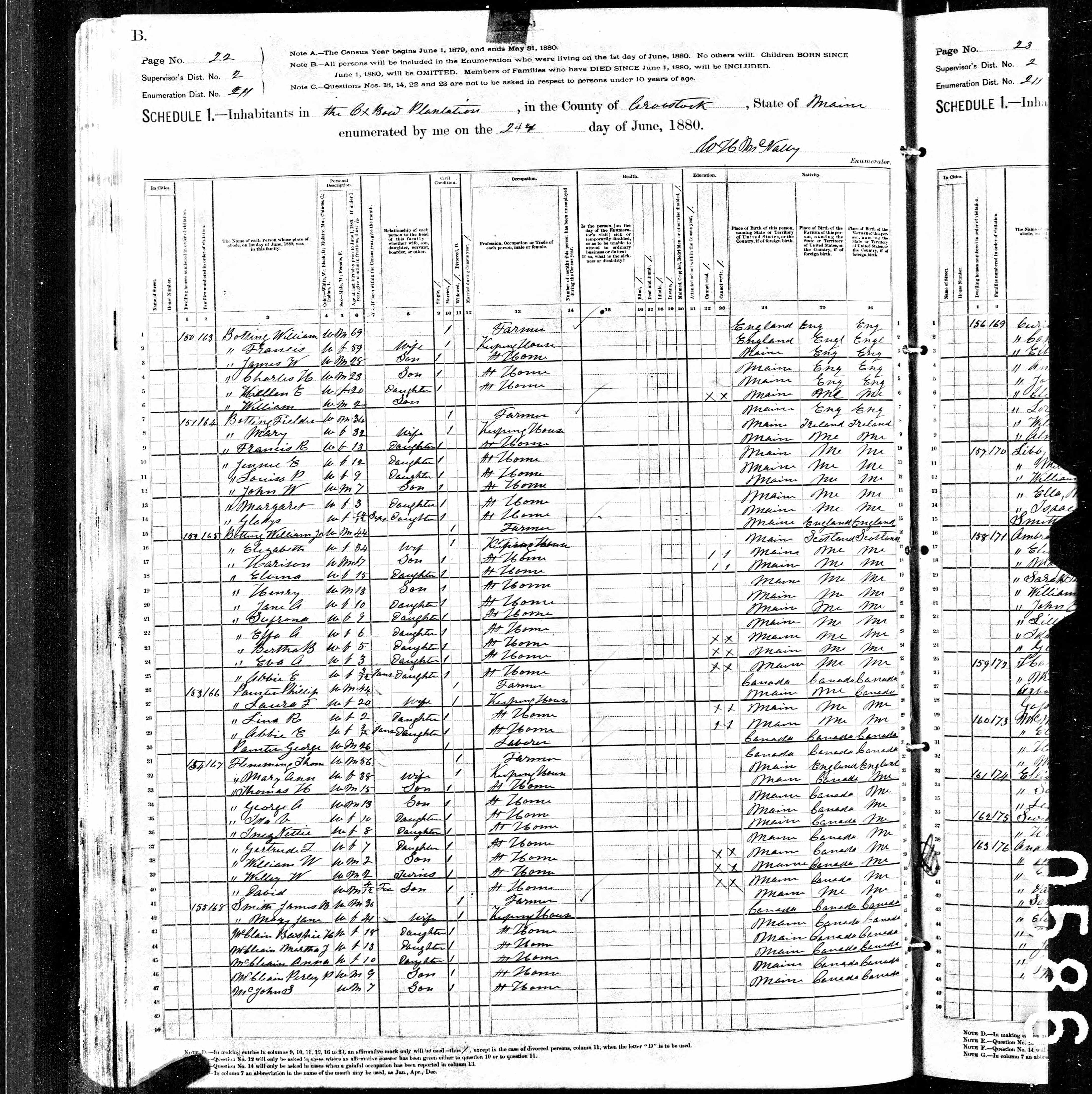 1880 US Census — Oxbow, Maine 1880 US Census — Oxbow, Maine