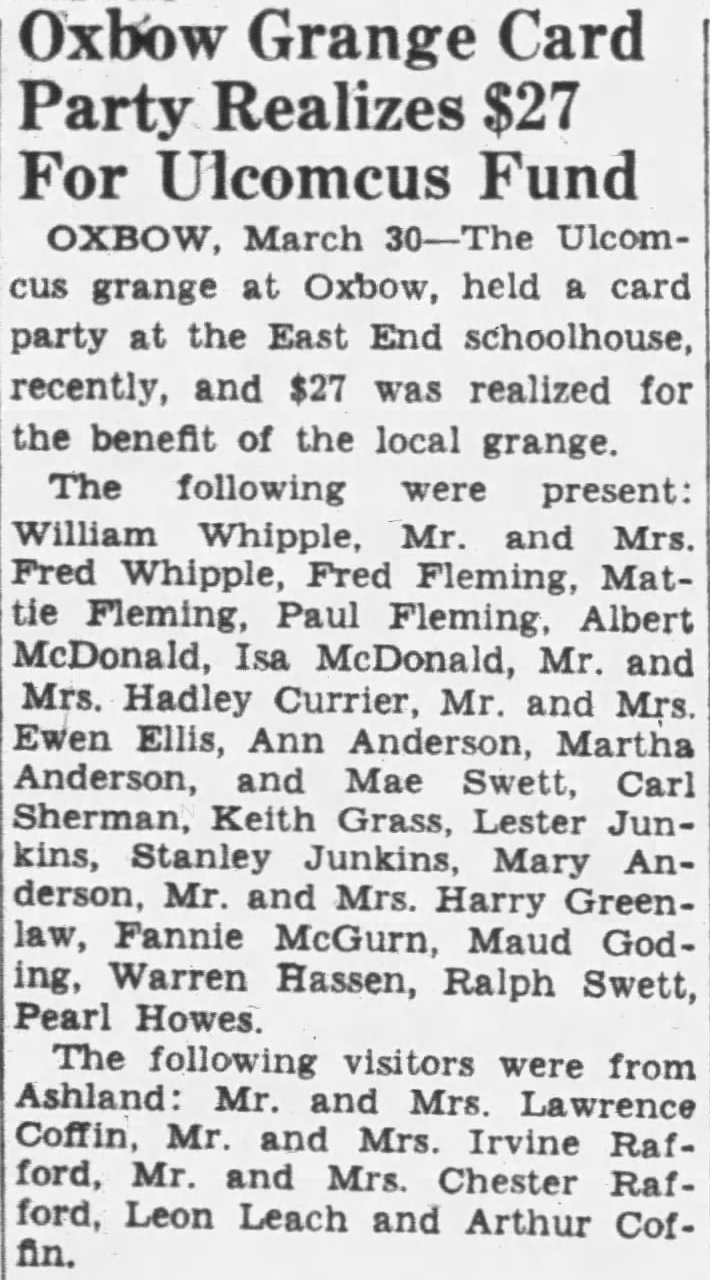 Article from the Bangor Daily News, 31 March 1949 Article from the Bangor Daily News, 31 March 1949