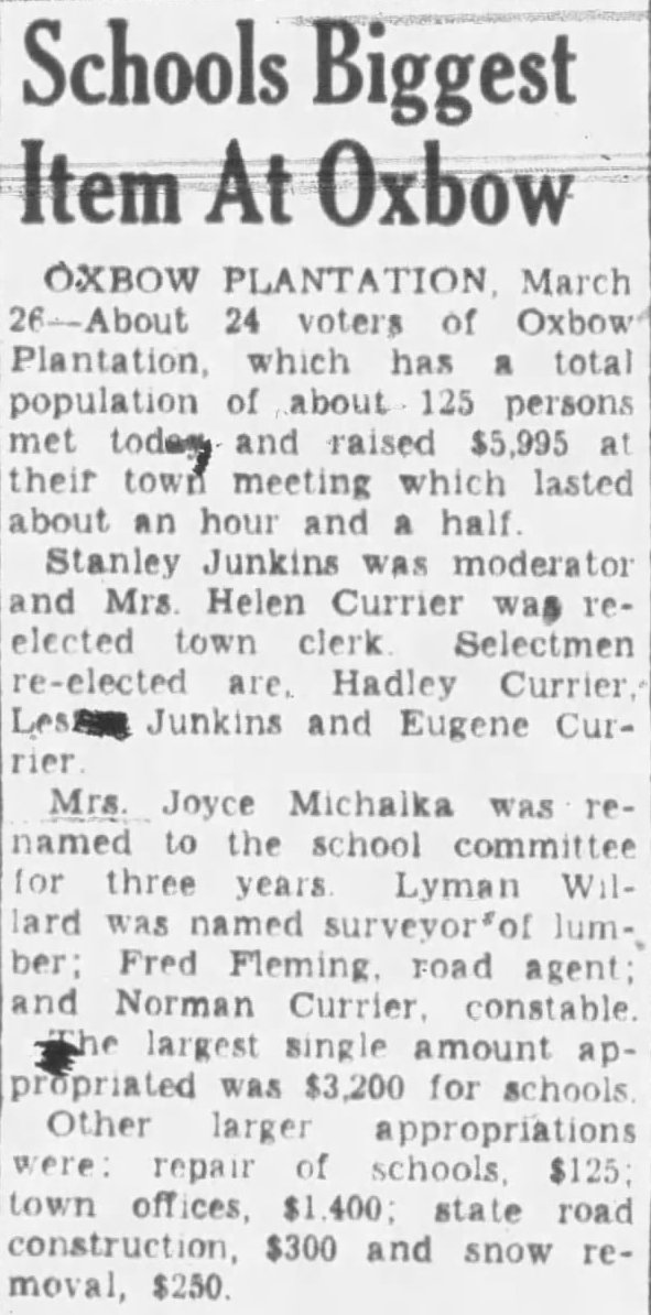 Article from the Bangor Daily News, 27 March 1956 Article from the Bangor Daily News, 27 March 1956
