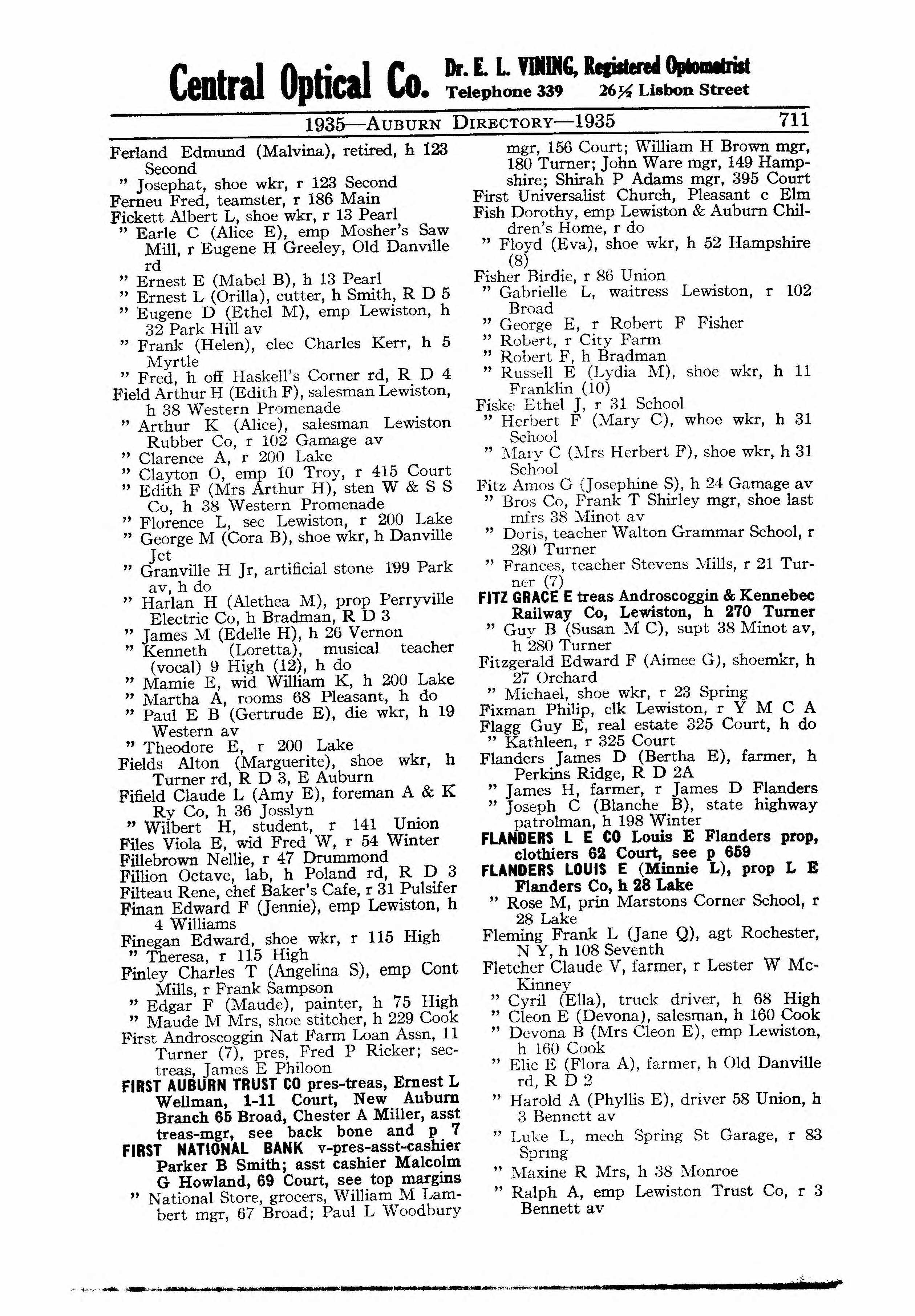 City Directory — Edward F. and Aimee G. Fitzgerald