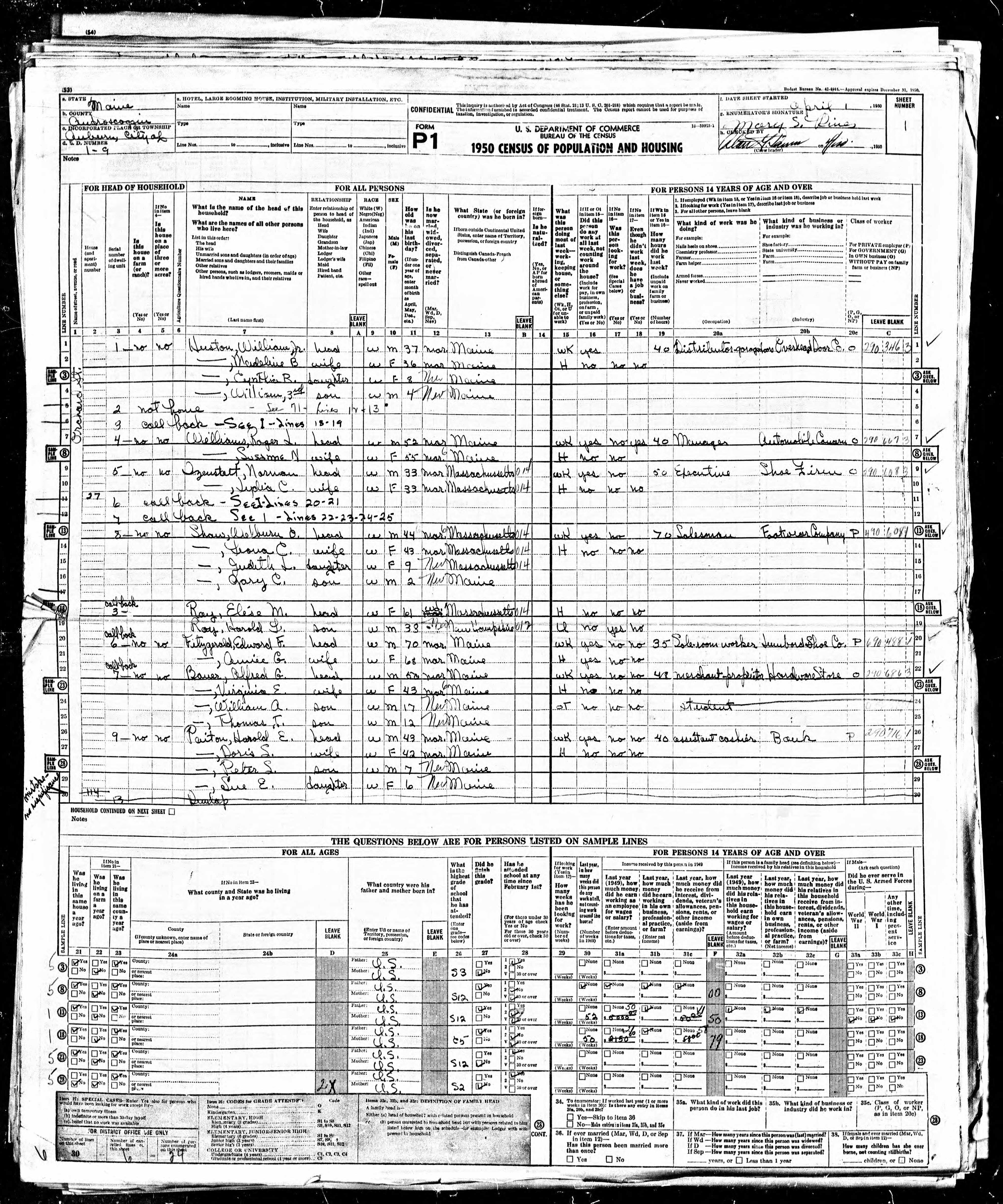 1950 US Census — Auburn, Maine
