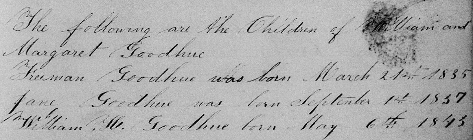 William Henry Goodhue - Original Birth Record