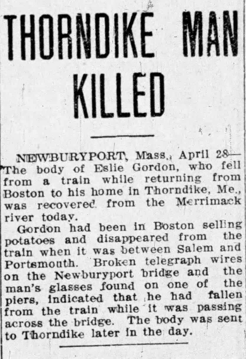 Article from the Waterville Morning Sentinel, 29 April 1911 Article from the Waterville Morning Sentinel, 29 April 1911