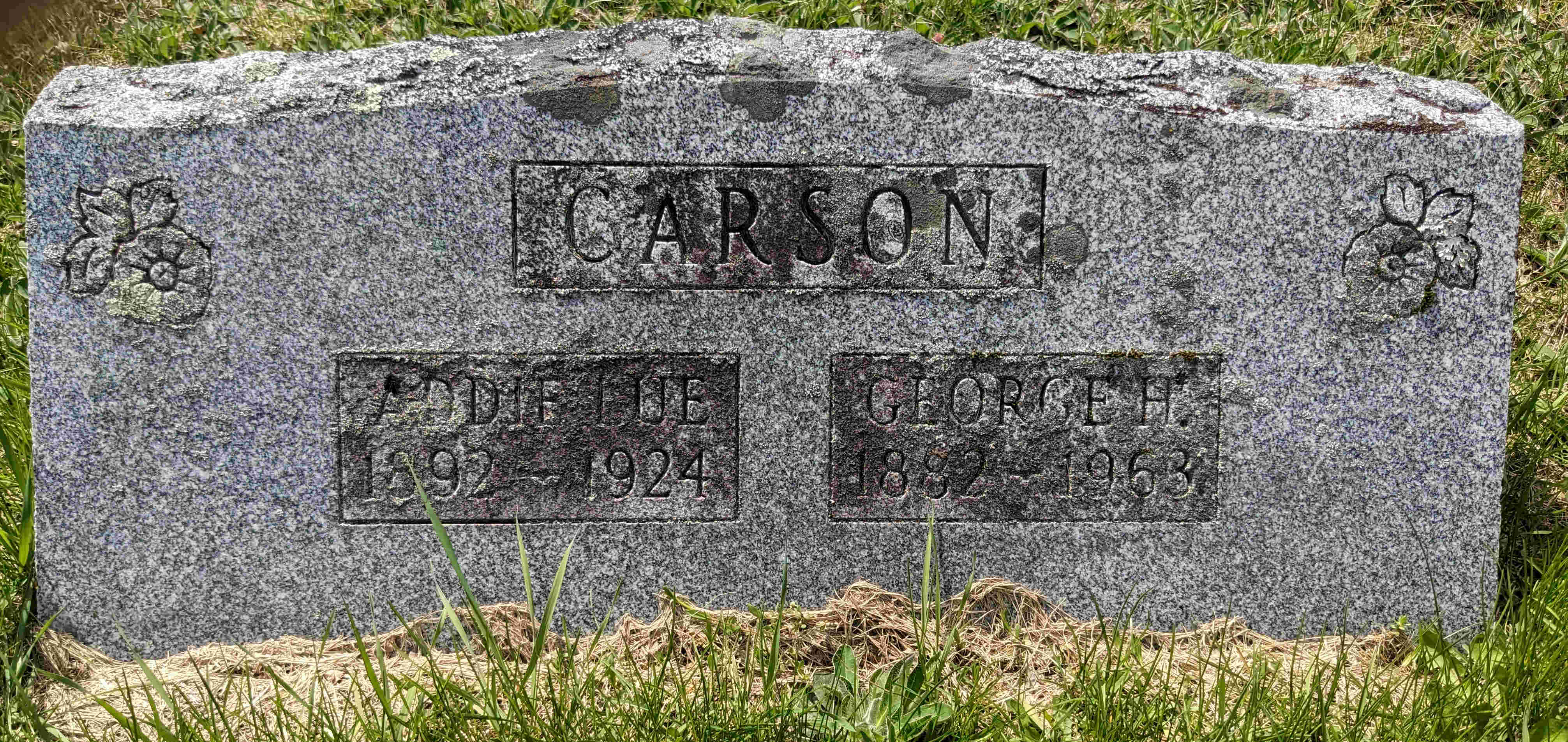 Gravestone of Addie Lue and George H. Carson Gravestone of Addie Lue and George H. Carson