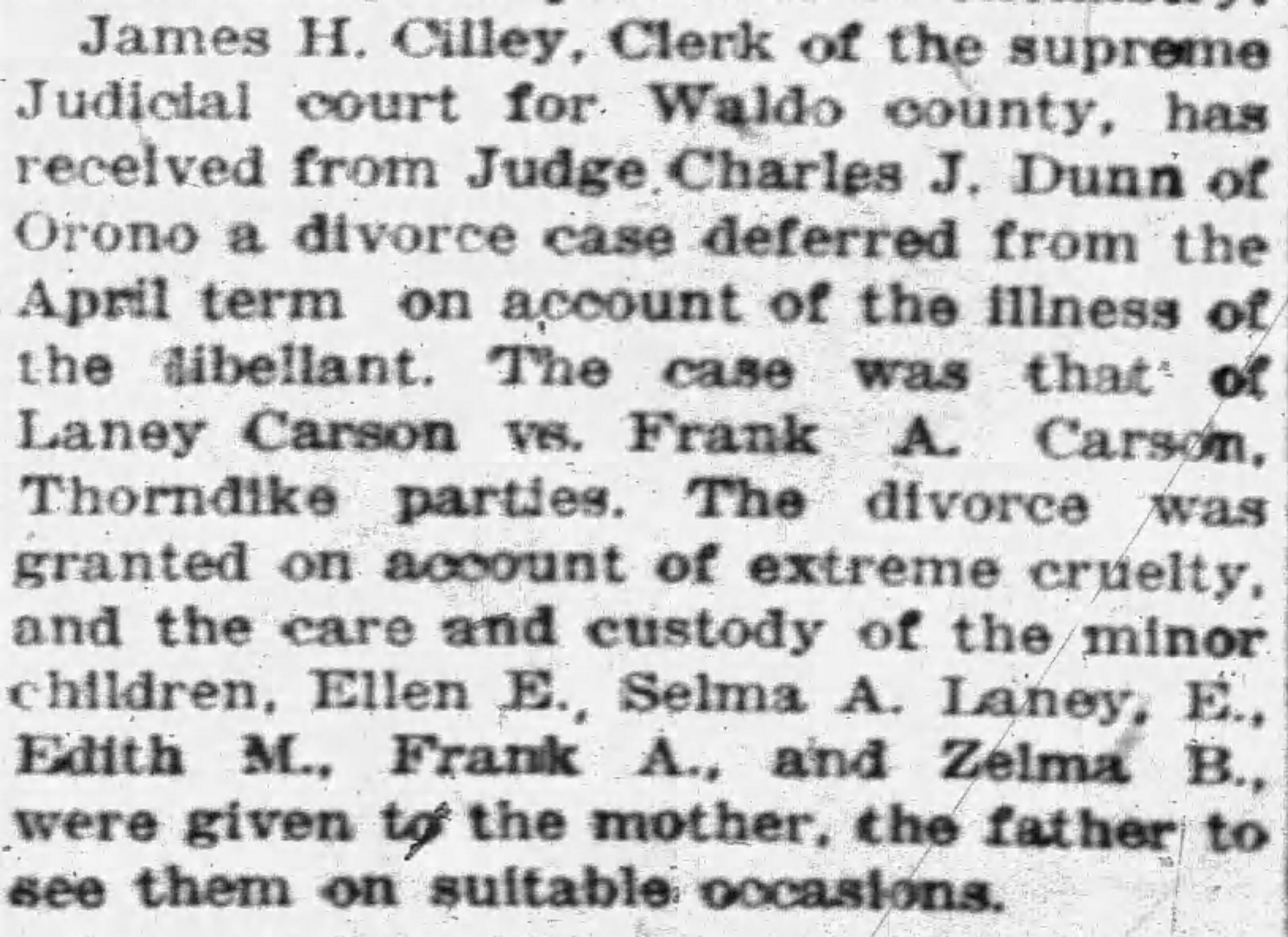 Notice in the Bangor Daily News, 4 July 1924 Notice in the Bangor Daily News, 4 July 1924