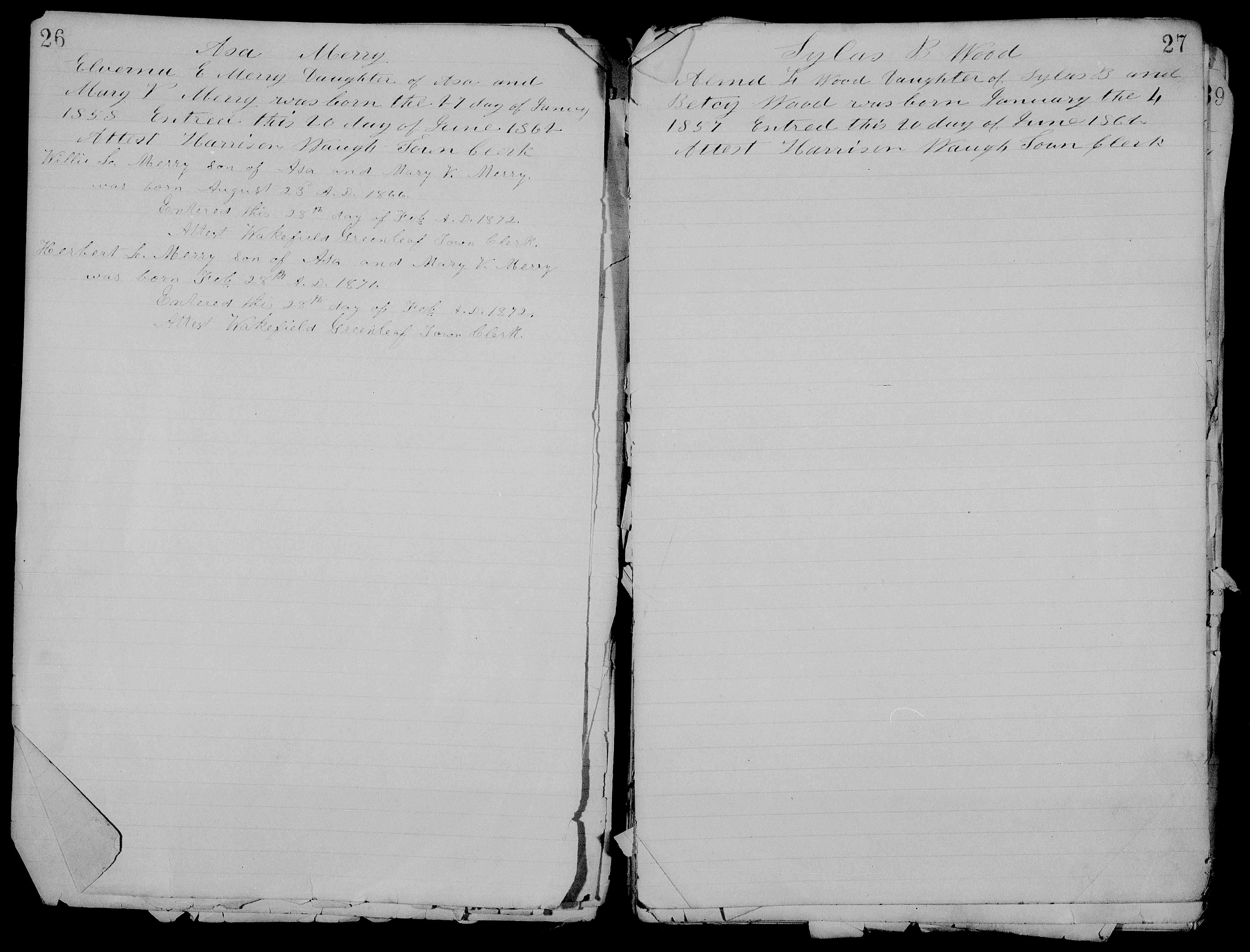 Herbert L. Merry - 1871 Birth Record
