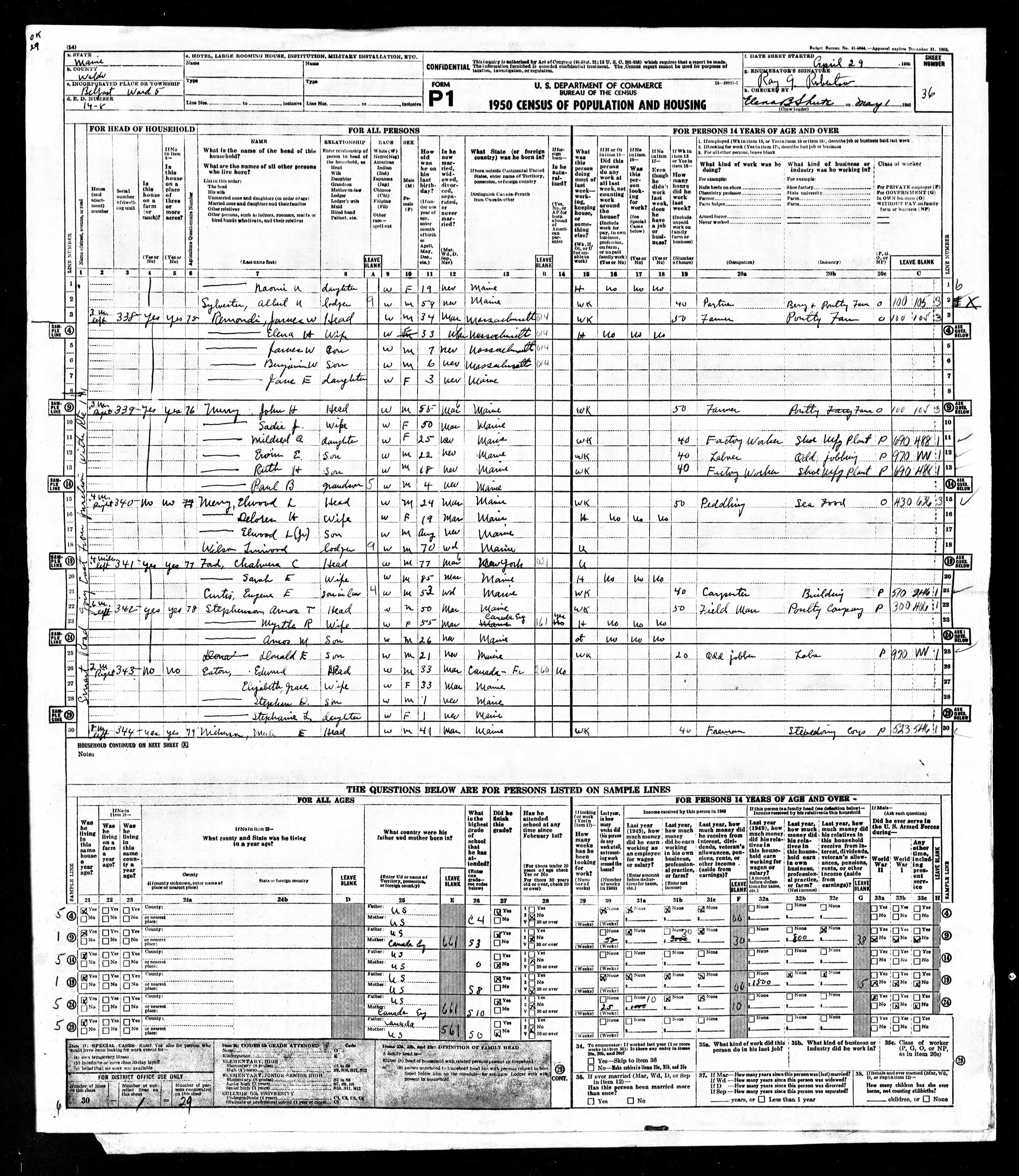 1950 US Census – Belfast, Maine 1950 US Census – Belfast, Maine