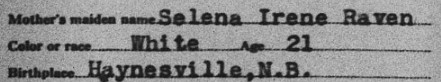Excerpt from Frank Carson's Birth Record
