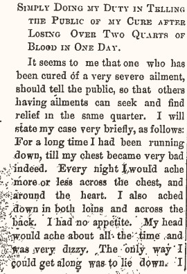Ad Letter from Fort Fairfield Review 23 March 1894 (part 1)