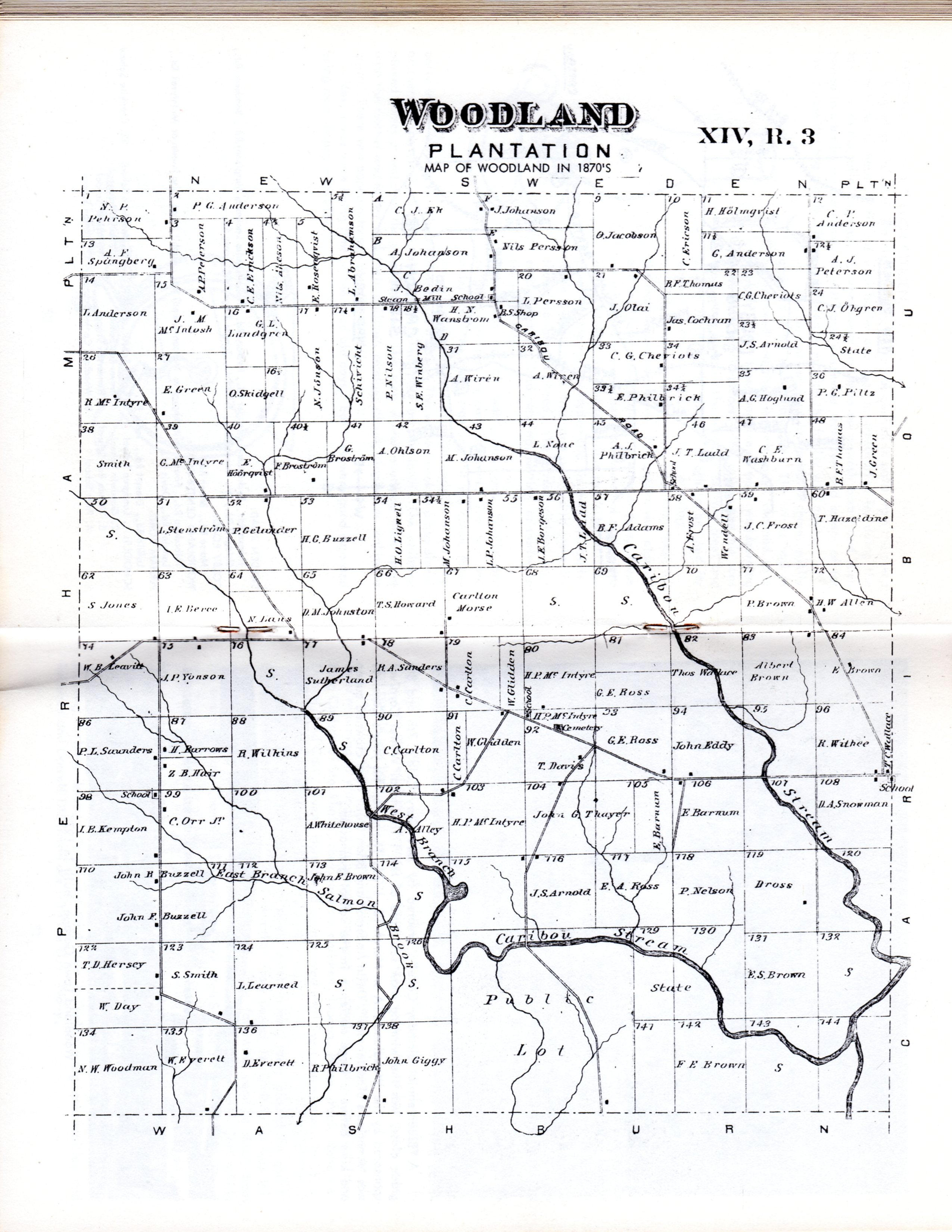 1877 Map of Woodland, Maine