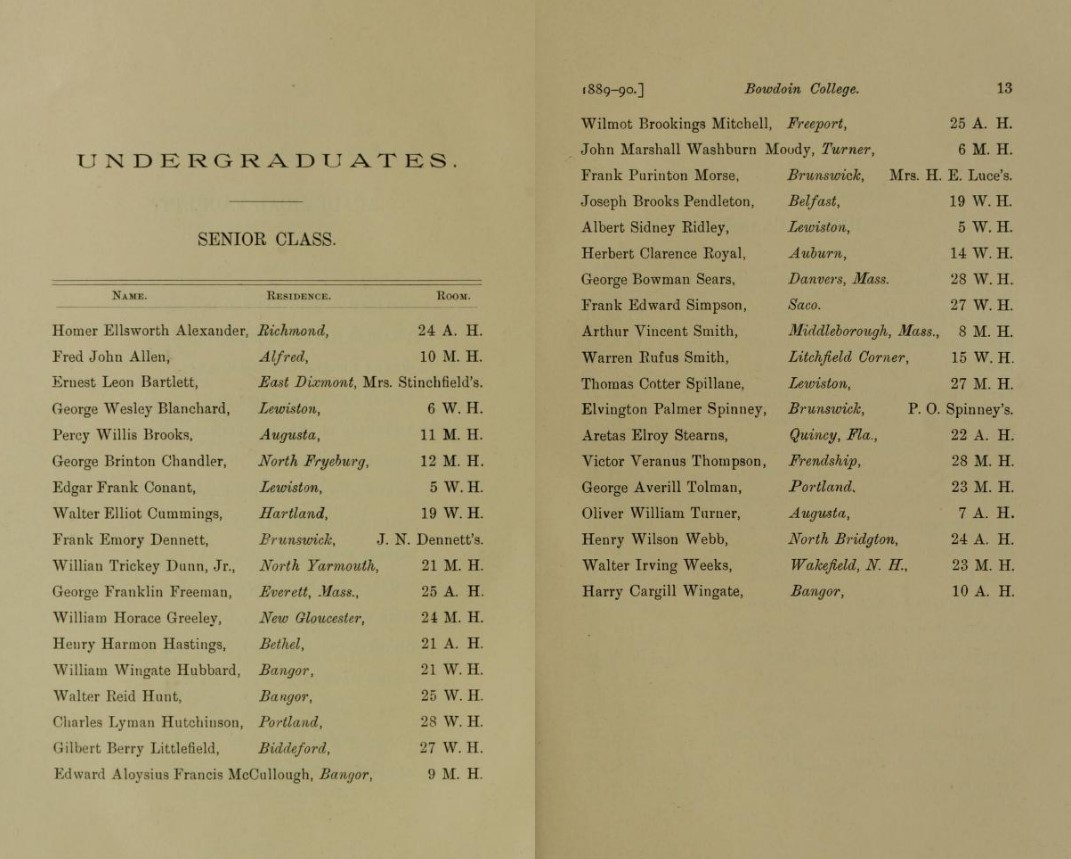 Eighty-Eighth Annual Catalogue of Bowdoin College for the Academical Year 1889-1890