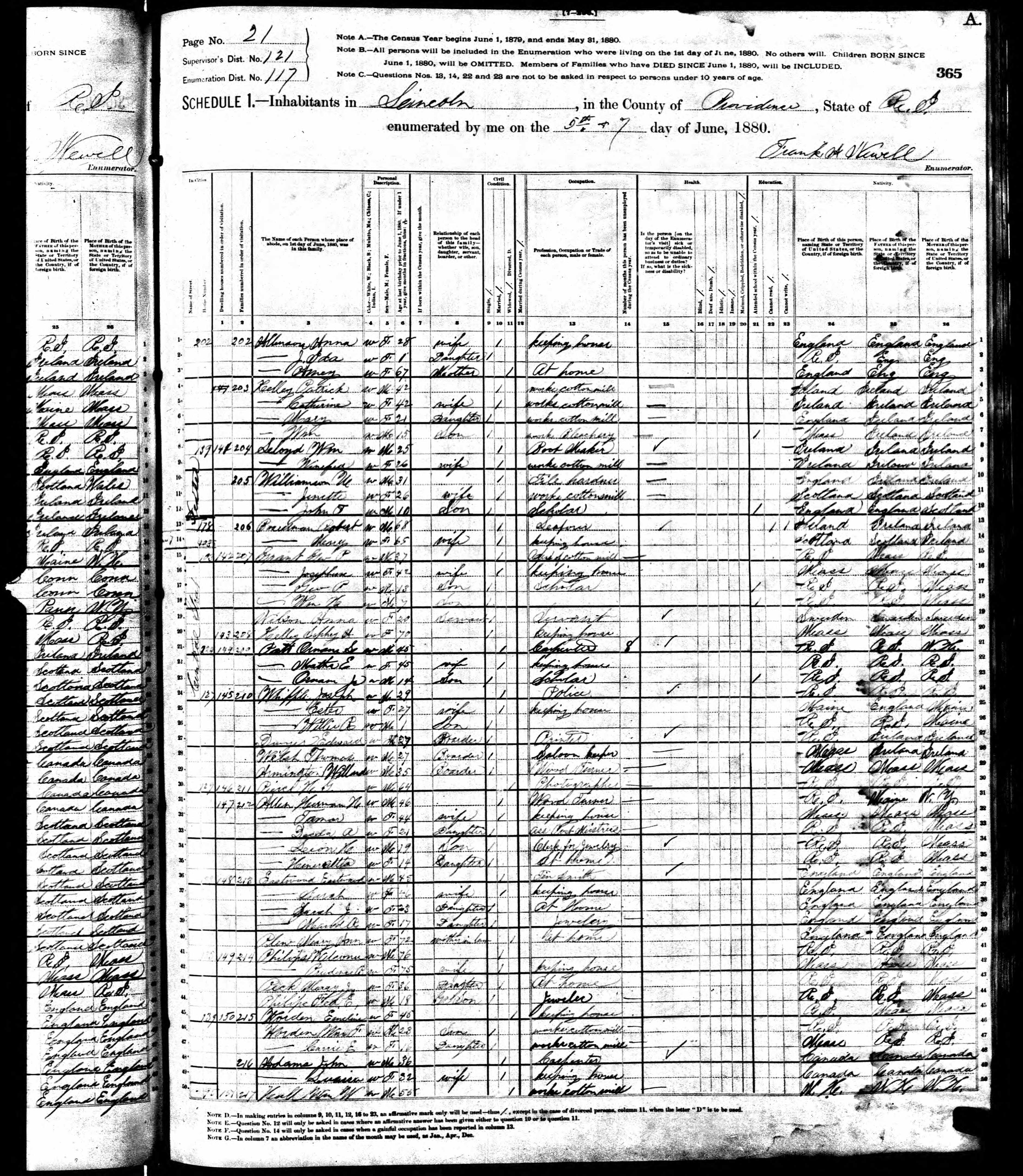 1880 US Census — Lincoln, Rhode Island 1880 US Census — Lincoln, Rhode Island