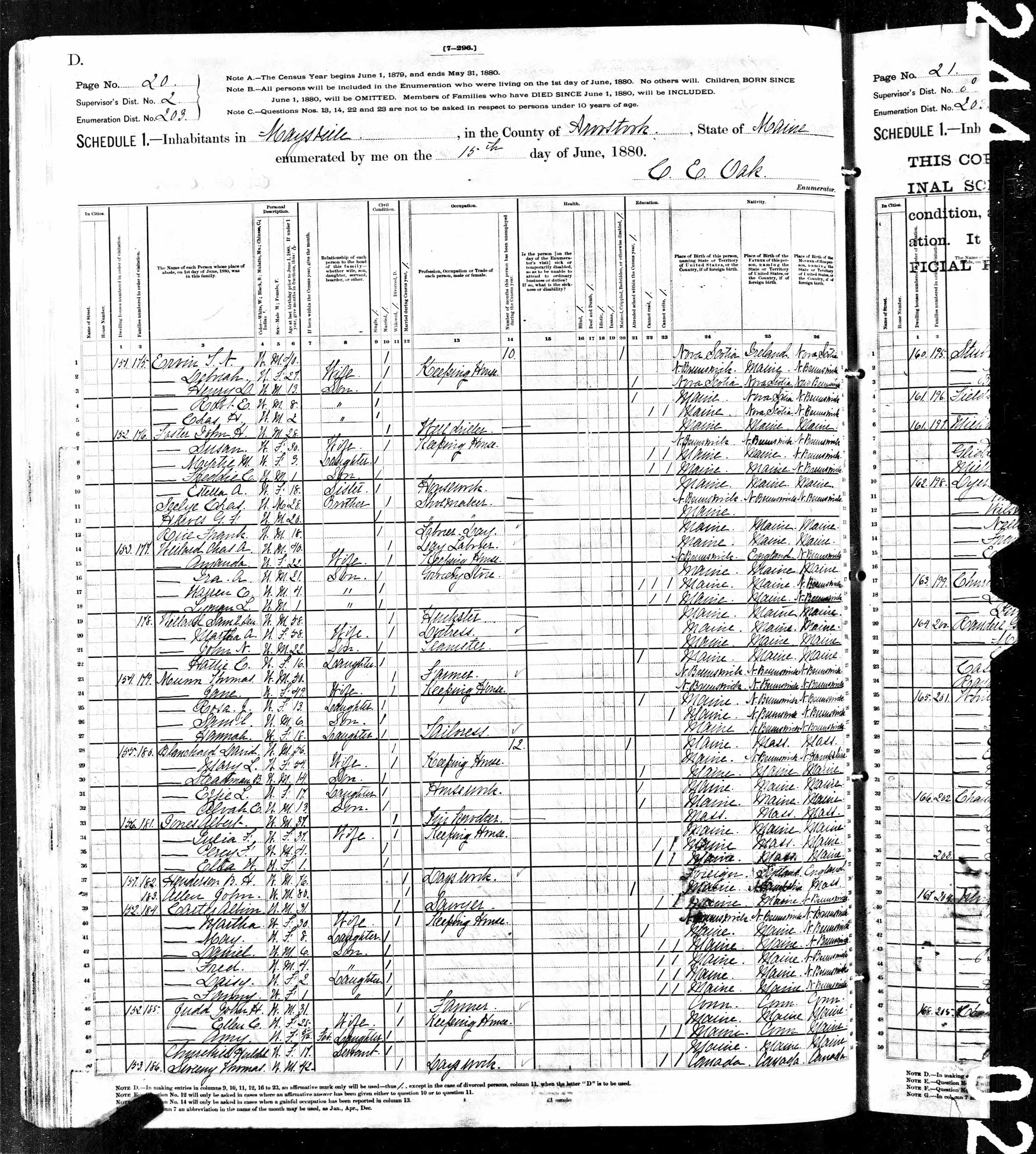 1880 US Census — Maysville, Maine