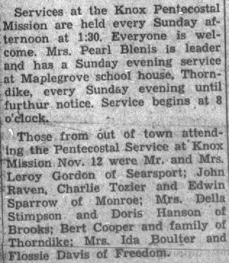 Note from The Republican Journal, 16 November 1939 Note from The Republican Journal, 16 November 1939